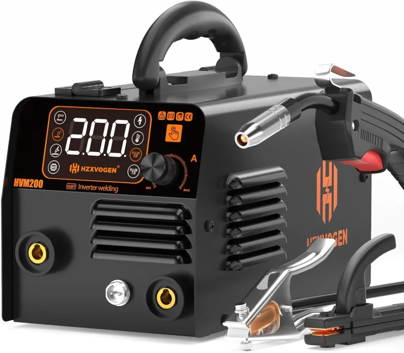 HZXVOGEN HVM200 135A Gas Free MIG Welder 3 in 1 Lift TIG MMA Stick Portable IGBT Inverter Gas Free 240V Inverter and Smart Digital LED Display Lightweight and Compact