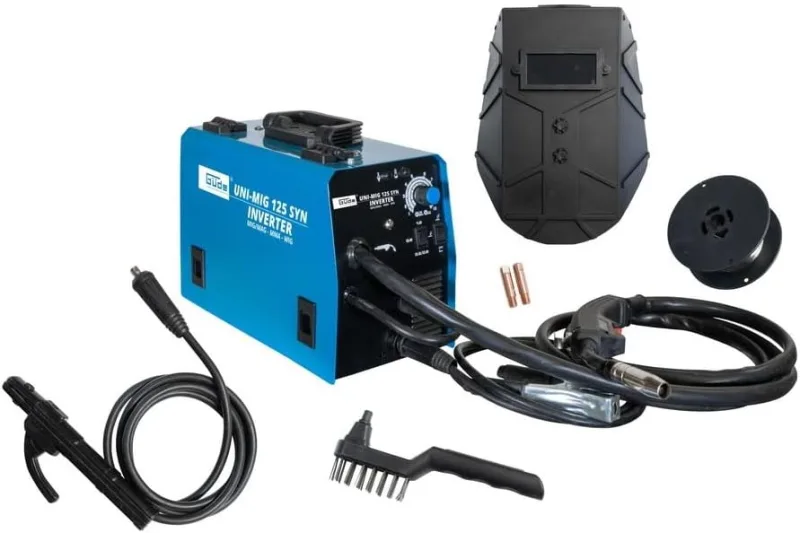 Güde Uni-Mig 125 SYN Universal Welder 230V 4 in 1 120A Max Welding Current 20-120A Regulator with Electrode Holder, Hose Pack, Ground Clamp