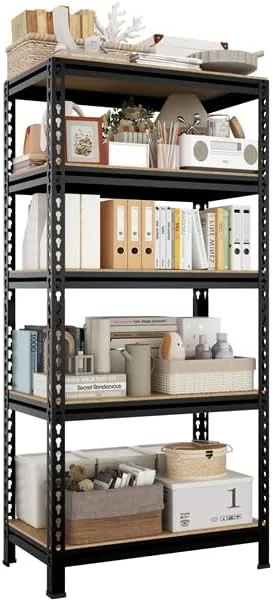 Yaheetech Estantería Metálica Galvanizada 150 × 70 × 30 cm con 5 Niveles Ajustables Carga 650 kg (130 kg/Nivel) Diseño Sin Tornillos Estante Industrial para Trastero, Garaje y Taller, Negro