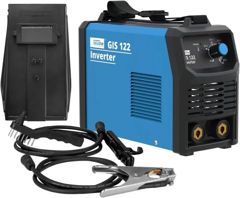 Güde GIS 122 Inverter Welder 230 V 16.7 W Idle Power 3.6 kVA Max Mains Power 10-120 A Regulation Range Includes Electrode Holder, Ground Clamp, Hammer