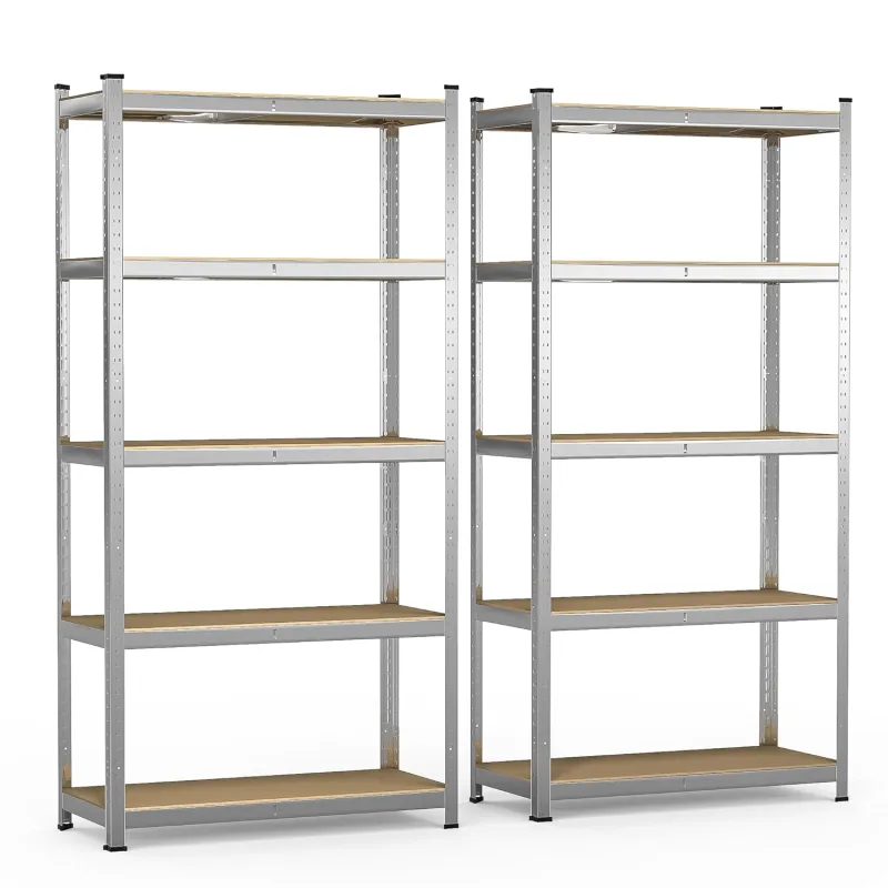 VOUNOT 2 x Estantería Metálica Reforzada 180x90x40 cm, Estante Almacenamiento de 5 Niveles, Estantería Cargas Pesadas, Montaje sin Herramientas, Carga de 1250 kg, para Garaje, Bodega, Trastero