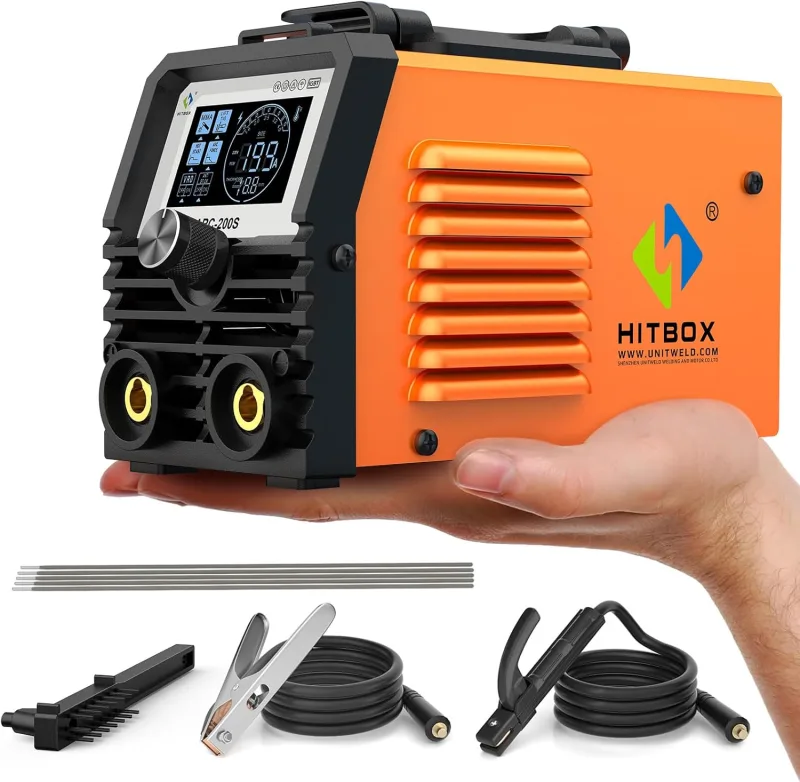 HITBOX Soldadora Inverter 230V 2 en 1 Mini IGBT – Soldadora de Electrodo MMA y LIFT TIG, con Pantalla LED, Hot Start y ARC Force, Compacta y Fácil de Usar para Principiantes y Bricolaje (ARC200S)