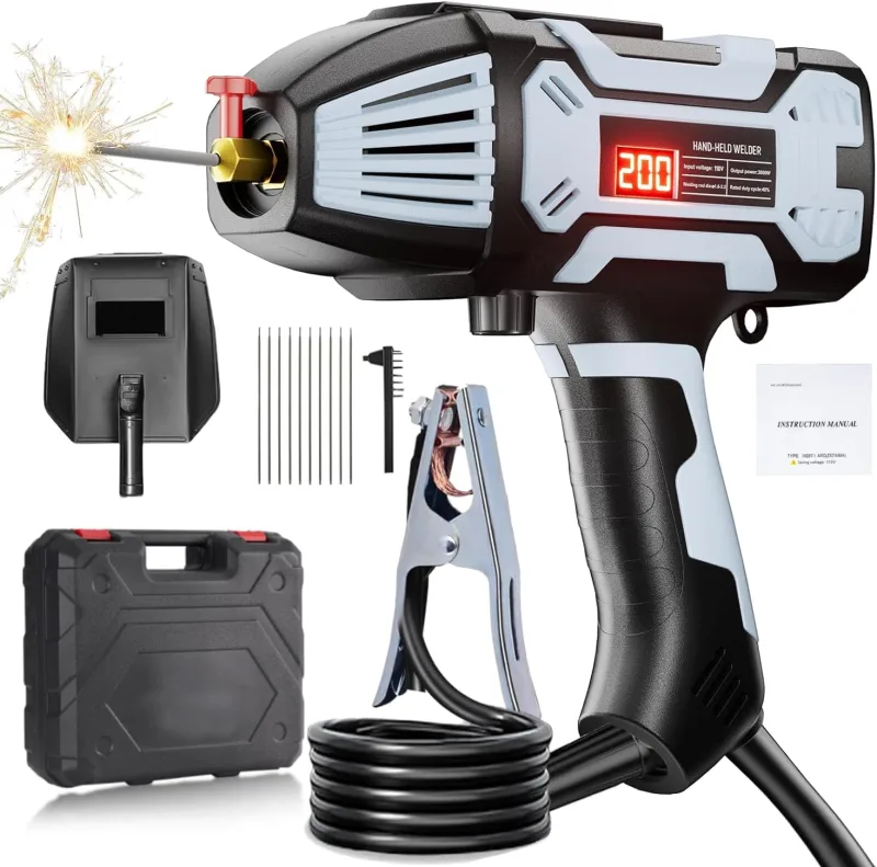 Portable Arc Welder, Electric Hand Arc Welder with IGBT and Variable Current Adjustment, Digital Display, Welding Machine for Welding Rod 1.6 mm - 3.2 mm