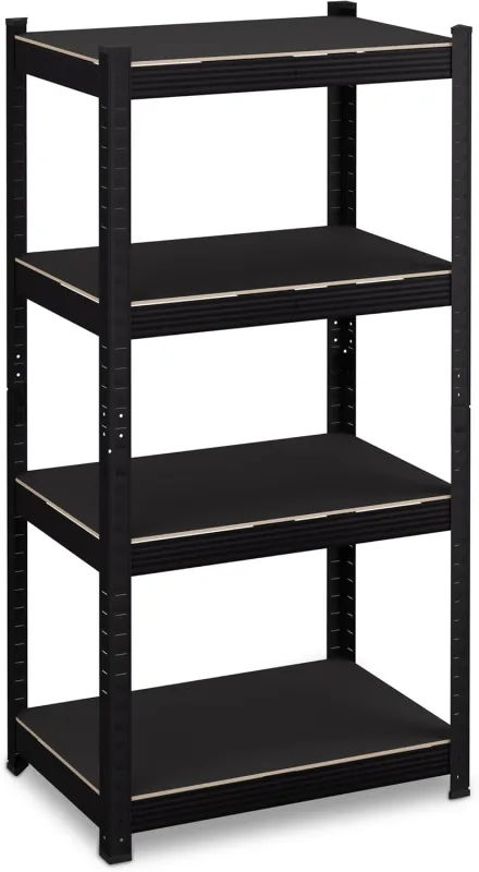 Relaxdays Metal Storage Shelf, Heavy Duty Shelf, 120 x 60 x 40 cm, up to 1000 kg, 4 Shelves, Garage, Black