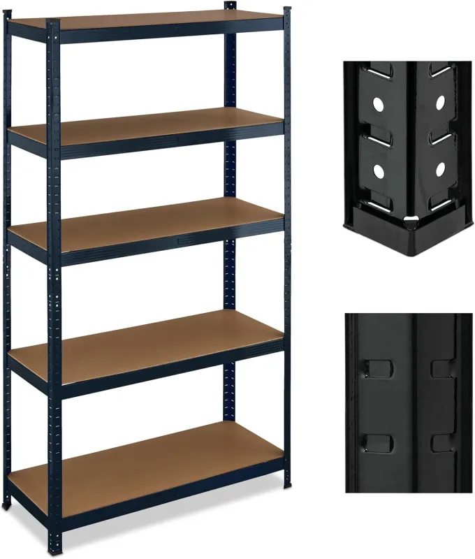 Relaxdays Heavy Duty Metal Shelf, 180 x 100 x 40 cm, max. 500 kg, 5 Shelves, Basement or Storage Room, Steel, Black