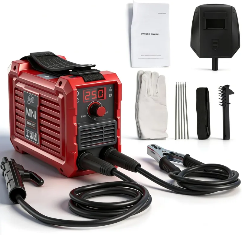 Mini MMA Inverter Welder, 220V 250A Portable Electrode Welding Machine ARC Welder, Compact Electrode Welder With IGBT Technology, Hot Start, Anti-Stick, LED Display For DIY