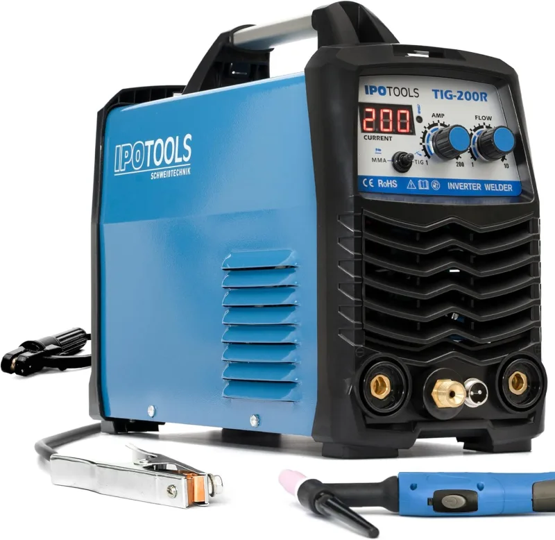 IPOTOOLS TIG-200R WIG – DC Welding Machine – TIG WIG 200 Amplifiers Inverter Digital Inverter Welding Machine, Inverter with Digital Display, RF Ignition, MMA, IGBT, 7 Years Warranty