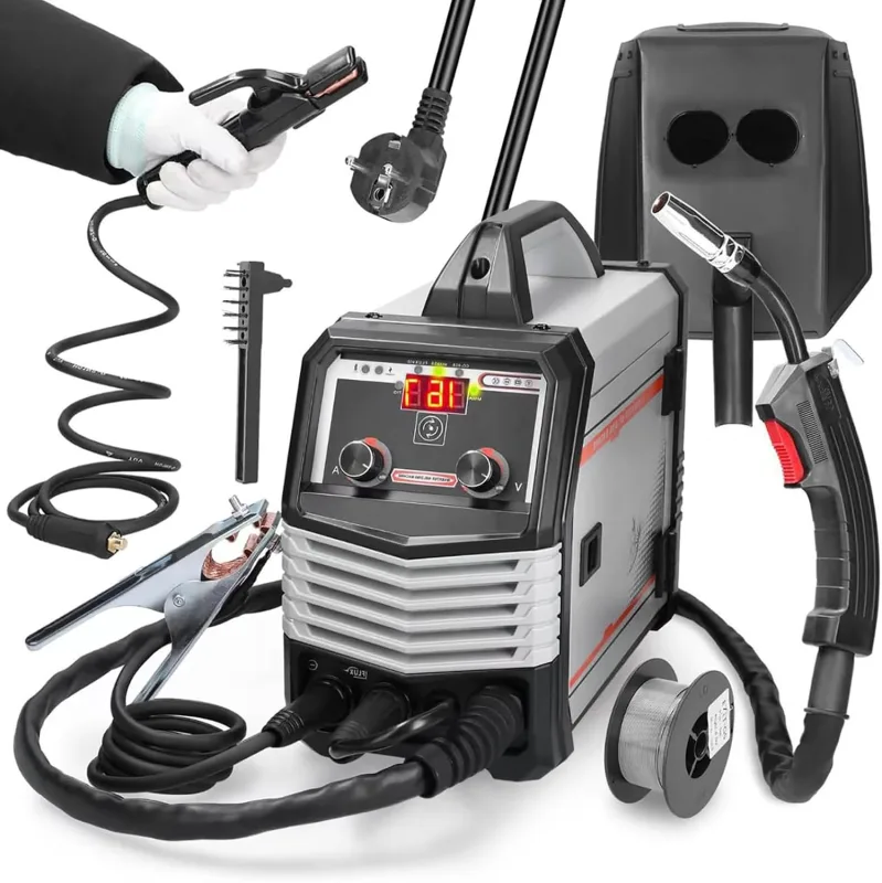 3 in 1 MIG Inverter Welder Portable Electric Welding Machine Large Current 10A Digital LCD Display IGBT Inverter Welder Gas Free MIG Welder