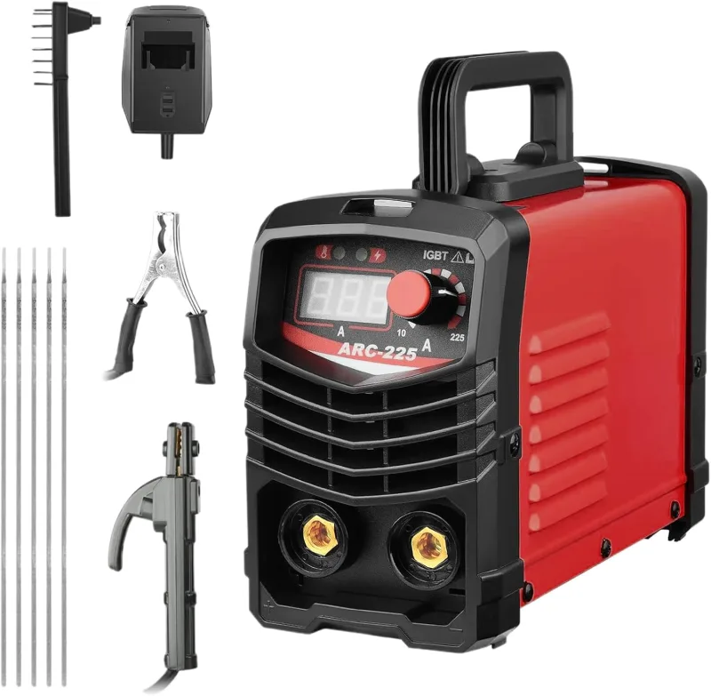 Portable and Efficient Arc Welder ARC-225, IGBT 220V Inverter Welding Machine with Digital Display and Complete Accessory Set