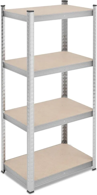 Relaxdays Metal Shelf, 200 kg, Heavy Loads, Basement, Workshop, Galvanised Steel, 138 x 60 x 40 cm, Silver