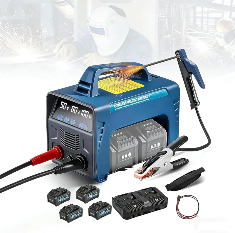 Arc Welder Handheld Cordless MMA ARC 160A Battery Powered Welder with 4 x 6Ah Batteries, LED Display, Hot Start Arc, Non-Stick Digital Inverter