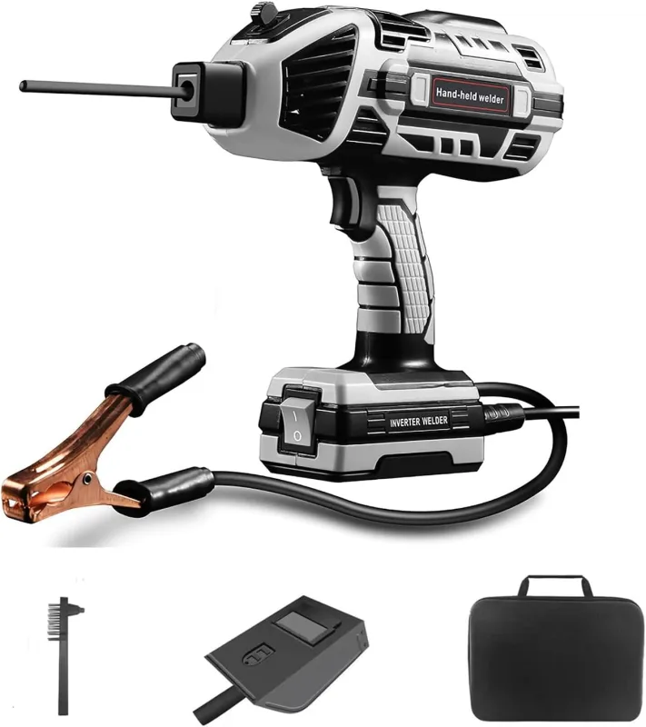 Handheld Welder, Portable Adjustable Current Welding Machine, IGBT Inverter, Welding Equipment with Welding Gloves, Helmet, Brush, Earth Wire 220V