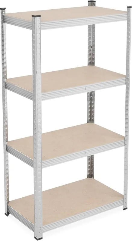 Relaxdays Metal Shelf, 200 kg, Heavy Loads, Basement, Workshop, Galvanised Steel, 138 x 70 x 40 cm, Silver