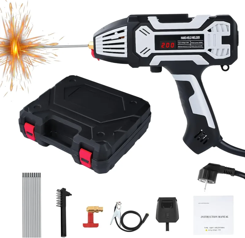 Portable Welding Machine, 220V Arc Welding Machine with 10 Welding Rods, 200A Electrode Welding Machine with IGBT Inverter for 1.6mm to 3.2mm Wire Rods