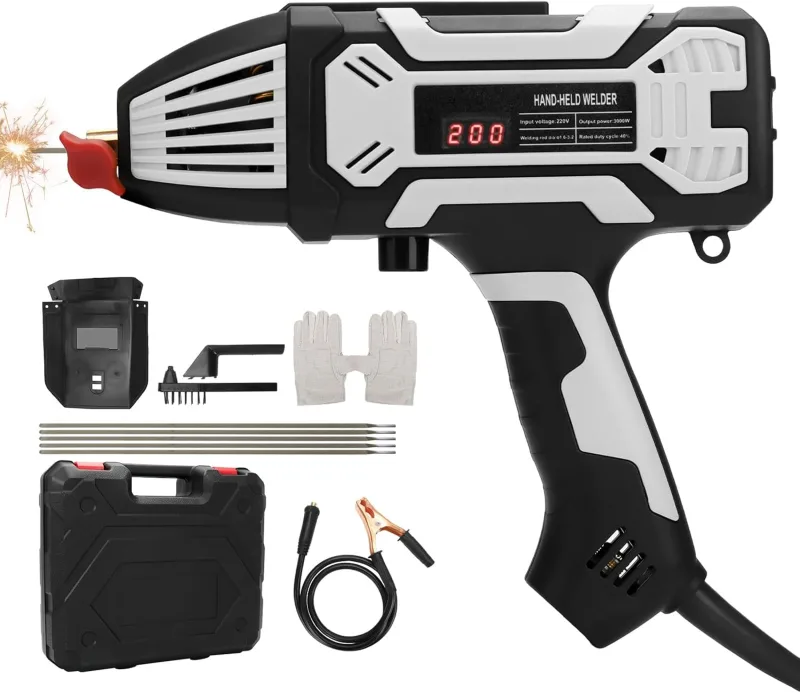 Portable Welder 220V, 20-120A with IGBT Inverter, Variable Current Adjustments, Digital Display, Welding Electrodes 3/32"- 1/8" (2.5-3.2mm), for Metal Vertical Poles (Grey)