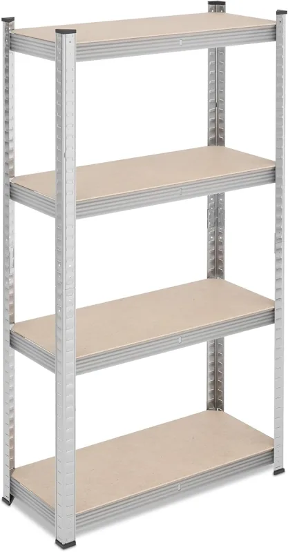 Relaxdays Metal Shelf, 200 kg, Heavy Loads, Basement, Workshop, Galvanised Steel, 138 x 70 x 30 cm, Silver