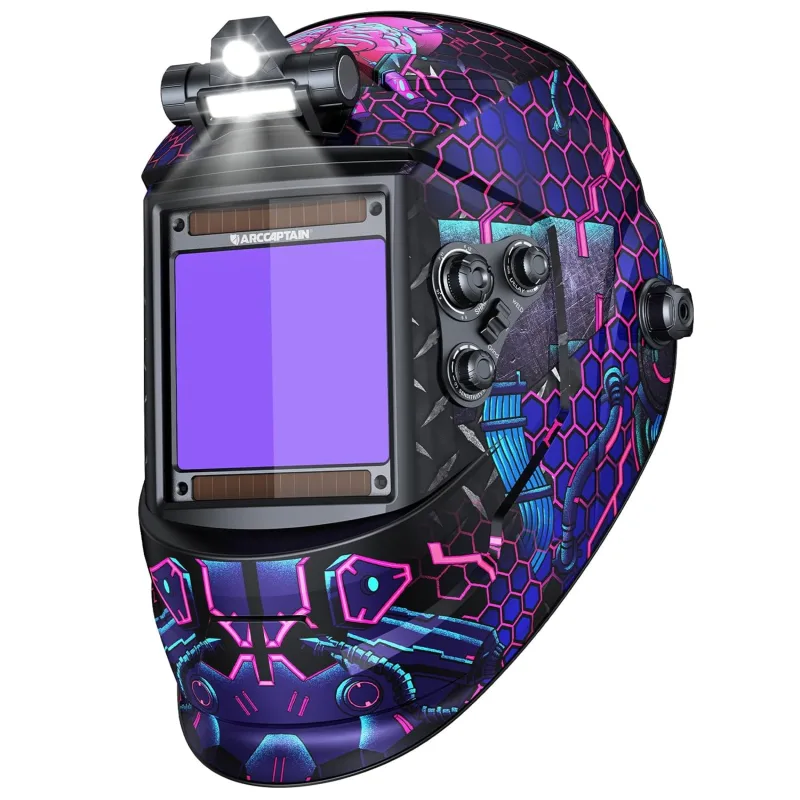 ARCCAPTAIN 3.94" x 3.65" Auto Darkening Welding Helmet, True Color Welding Hood, 1/1/1/1 Superior Optical Clarity Welding Helmet, 4 Arc Sensors,