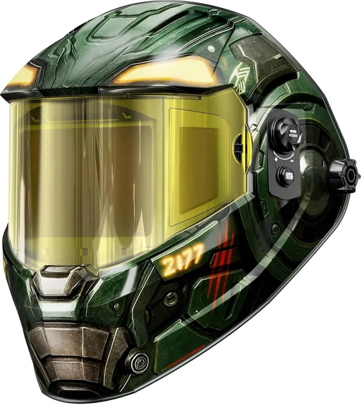 ANDELI Casco de Soldar Automático Digital con Visor Panorámico 180° | Color Real, Carga USB-C | Protección UV/IR DIN16 | para TIG, MIG/mag, Electrodo, Corte y Esmerilado（OPTIM-600LB-TGB）