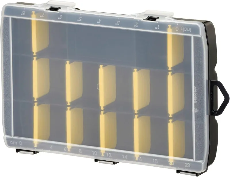 STANLEY Organizador básico con 17 compartimentos, divisores extraíbles, personalizable, regla marcada en la tapa, polipropileno de alto impacto, dimensiones 27,2x18,9x4,6 cm, STST81680-1