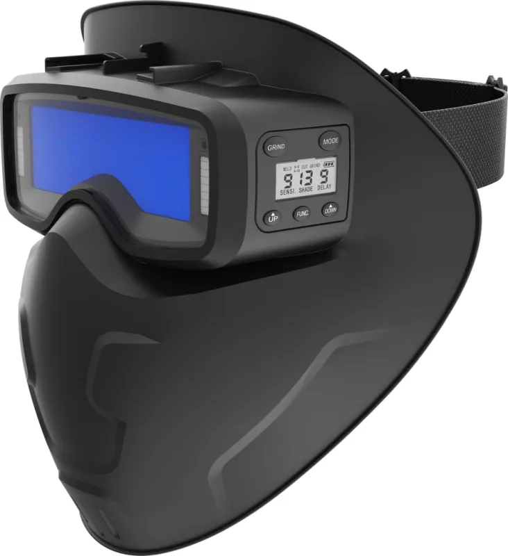 SOLTER S-MASK 15 Careta de Soldador Automática con Ajuste Exterior, Pantalla de Soldadura DIN 3/5-8/9-13, 2 Sensores de Arco, Modo Amolado, Visión 111 x 39 mm