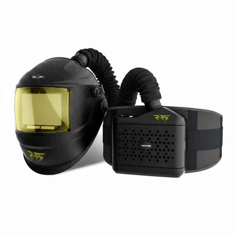 Solter HELLMET R-35 FLOW, automatic display with PAPR TH3P, viewfinder 116×81 mm, DIN 4-8/9-13, flow rate 170/200/230 L/min, 4+1 sensors, active respiratory protection for welding and grinding