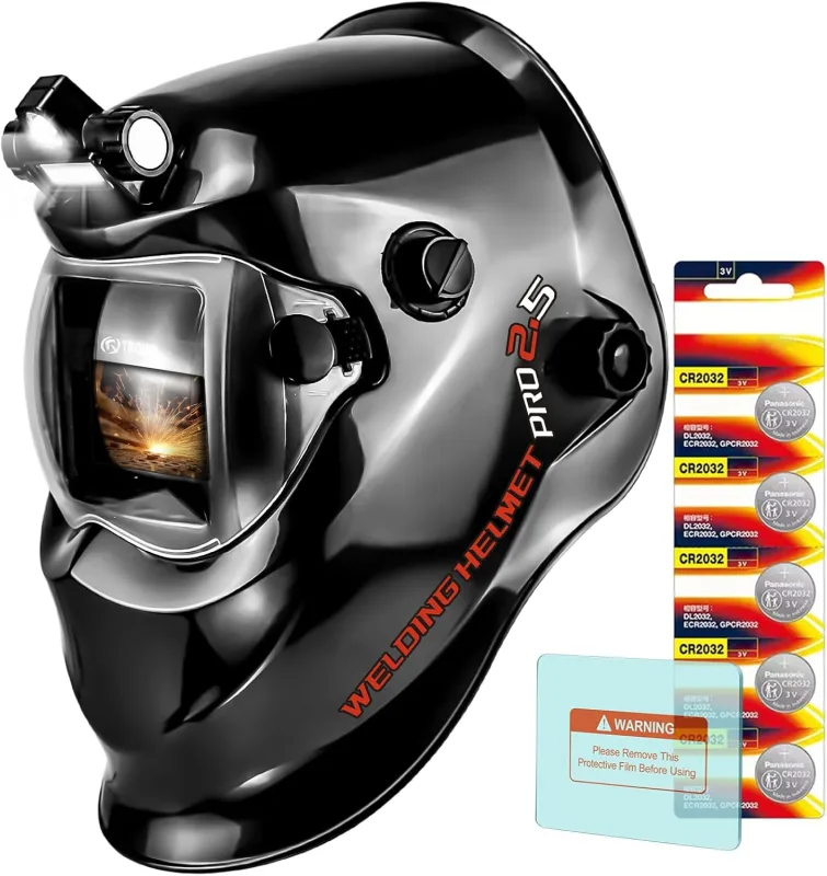 TRQWH Welding Helmet with True Color Light Auto Darkening Welding Helmets for Men Welding Hood with 2 Arc Sensors Wide Screen 4/9-13 for Mask