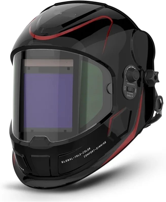 Welding Mask, Automatic Welding Mask 100 x 95 mm, Gran Vista, Welding Helmet with Automatic Darkening, True Colour, DIN4 1/1/1/2 (Black)