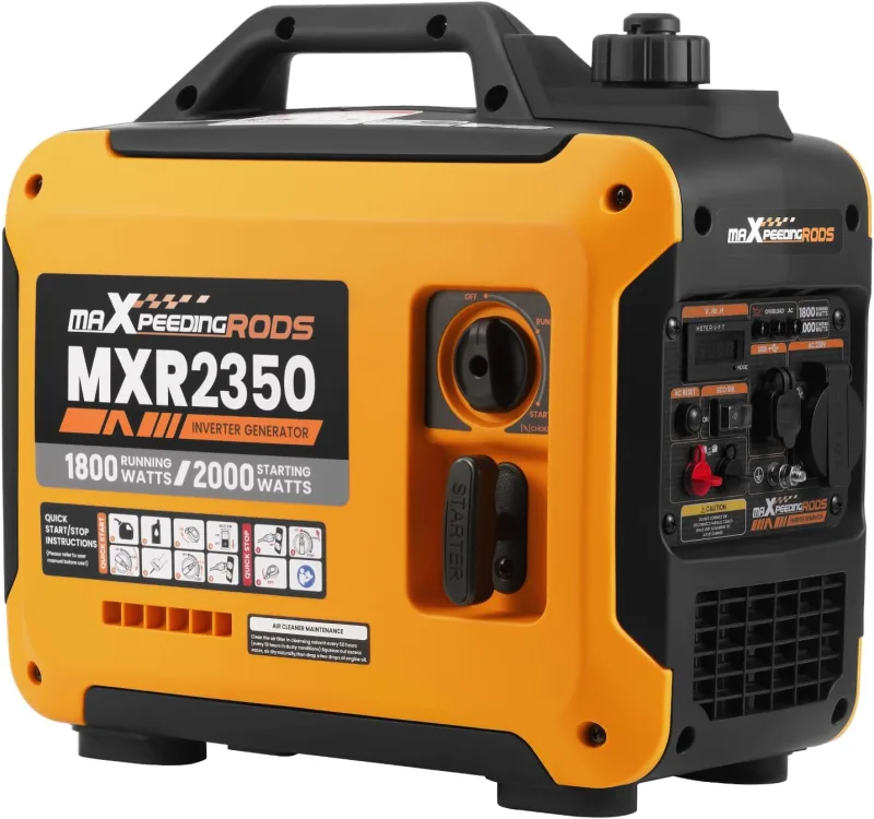 maXpeedingrods Generador Electrico Gasolina 2000W Generador Inverter Portátil con USB y Tomas de 230V, Pantalla Digital, Compacta y Ligera, para Camping Autocaravan