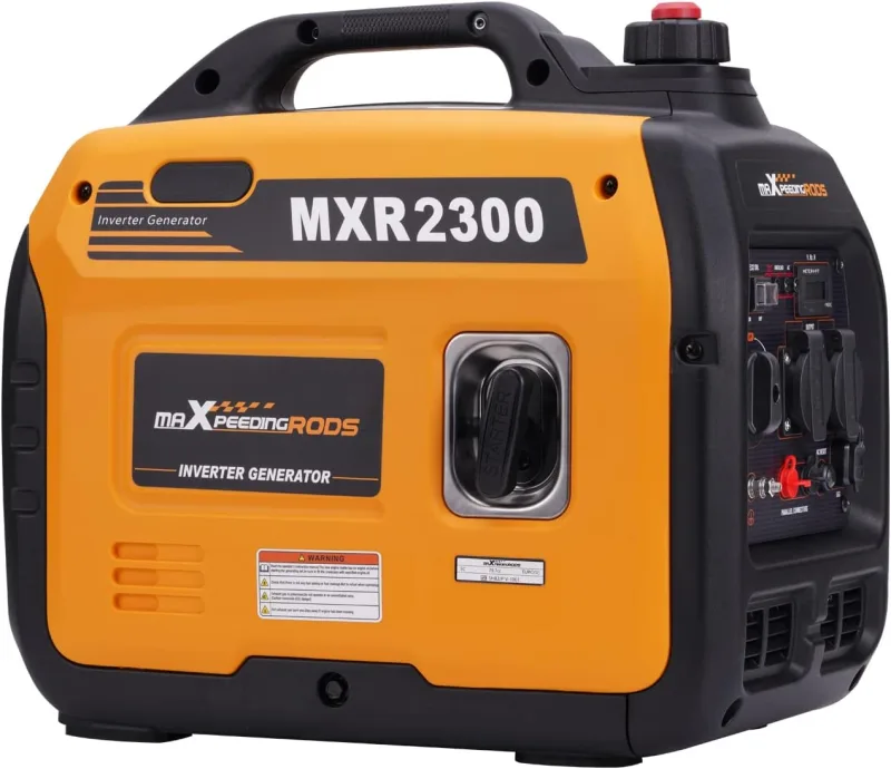 maXpeedingrods Generador Electrico Gasolina 2300W Pico Generador Inverter Silencioso Portátil de Emergencia, 230V Ligero Salidas USB/AC/DC para Camping Autocaravan Apagon