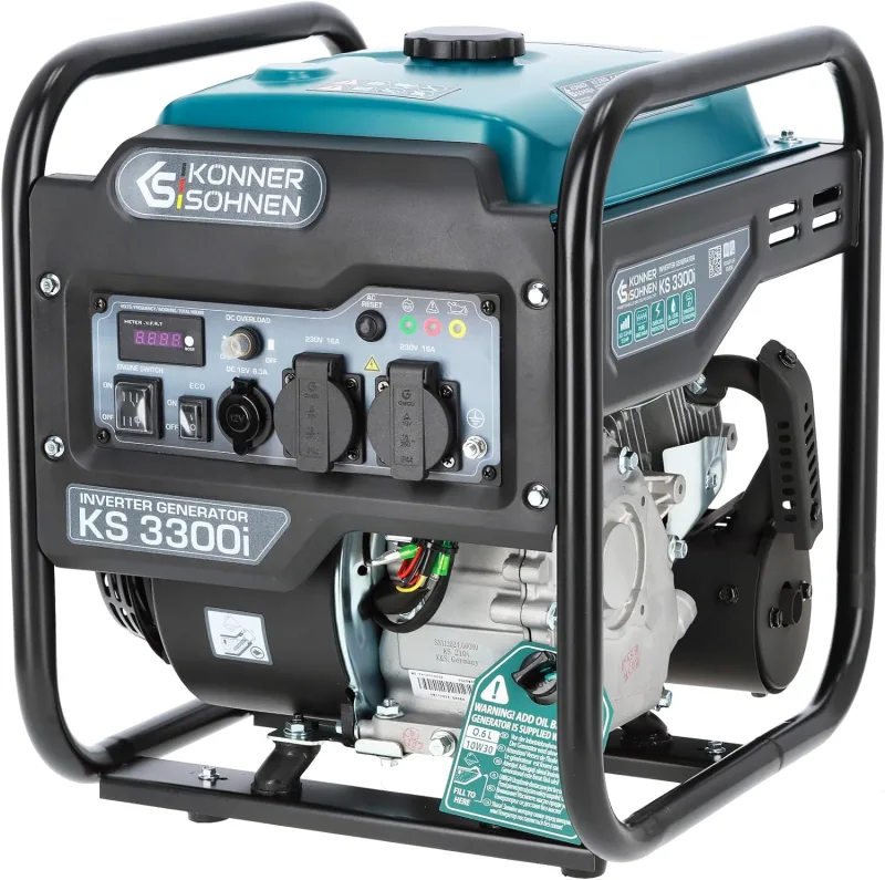 Könner & Söhnen KS 3300i inverter generator, maximum power 3300W, 2x Schuko 230V, LED display, copper winding, overload and short circuit protection, EURO 5