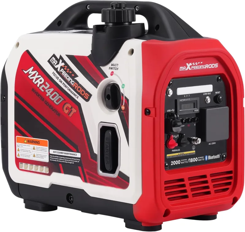 maXpeedingrods 2400W Gasoline Inverter Power Generator, Bluetooth® App to Monitor Data Remotely, Only 15kg, Compact and Lightweight for Outdoor RV Camping and Use