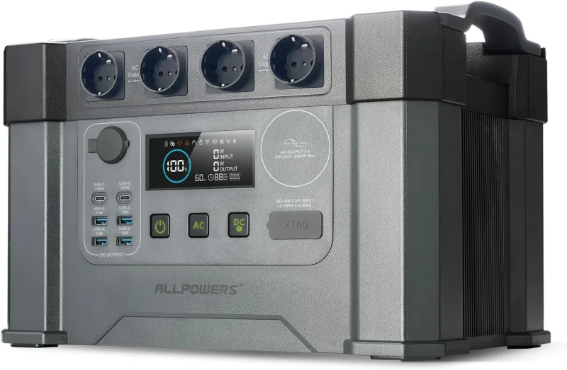 ALLPOWERS 2400W Estación de energía portátil S2000 Pro batería portátil LiFePo4 de 1451Wh generador solar de salida de CA 4x2400W con MPPT y SAI＜15ms