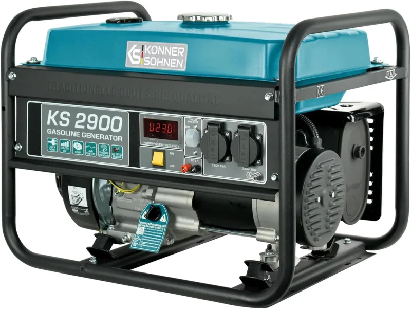 KS 2900 petrol generator, 2900 W, 2 x 16 A (230 V), 12 V, power station with (AVR), oil indicator, overload and short circuit protection, 4 stroke generator