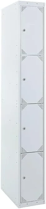 MF - Taquilla Montada de Vestuario Metálica BD 250-4 Puertas 1 Módulo Gris (250 x 1800 x 500 cm) Armario Metálico para Uso Profesional en Chapa Galvanizada