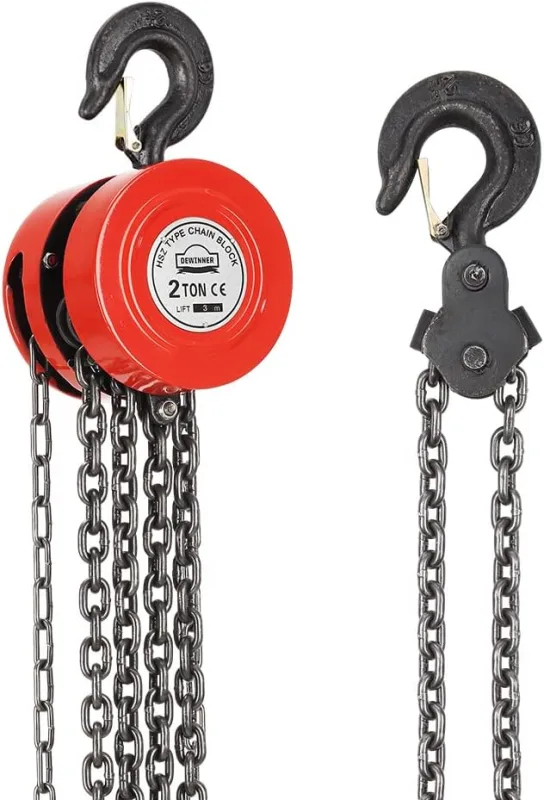 DEWINNER Manual Chain Hoist – Capacity 1000 kg, 3 Metres in Length, for Industrial Lifting in Warehouses, Construction, Mechanics and Automotive Workshops