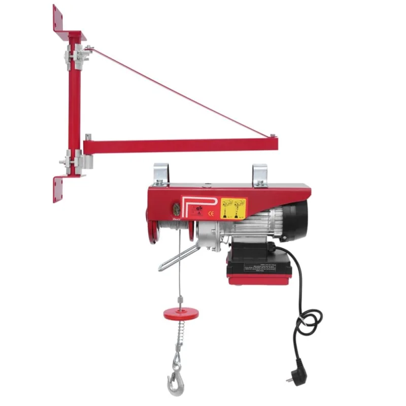 Electric Winch, Lifting Height, 12 m, Wireless Control, 250 kg Load Capacity, Electric Hoist for Agriculture and Construction - Safe Load Lifting (with 3 Swivel Arm)