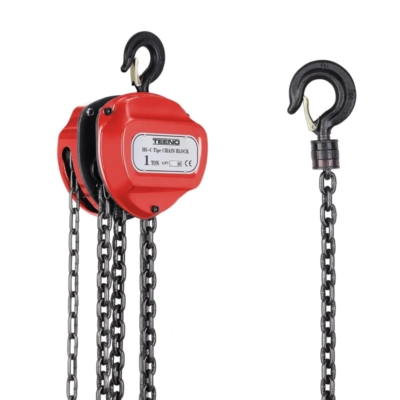 TEENO Manual Chain Hoist, 1 Ton, 5 m Lever Chain Hoist, G80 Chain, Red, For Lifting Operations in Forestry, Workshops, etc