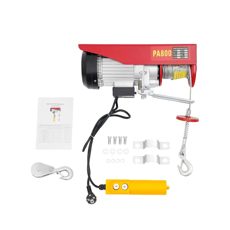 Electric Winch and Pulley 1300W with Remote Control - Chain Hoist 800kg Load Capacity 10m/min Lifting Speed - Winch for Workshop, Warehouse