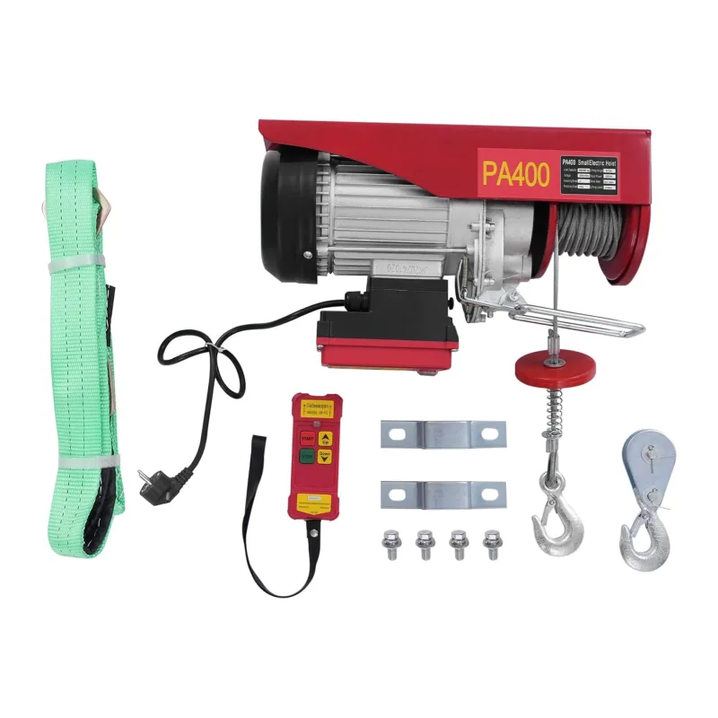 Electric Winch 400kg Lifting Height 12m 850W with Wireless Remote Control Safe Lifting Chain Hoist