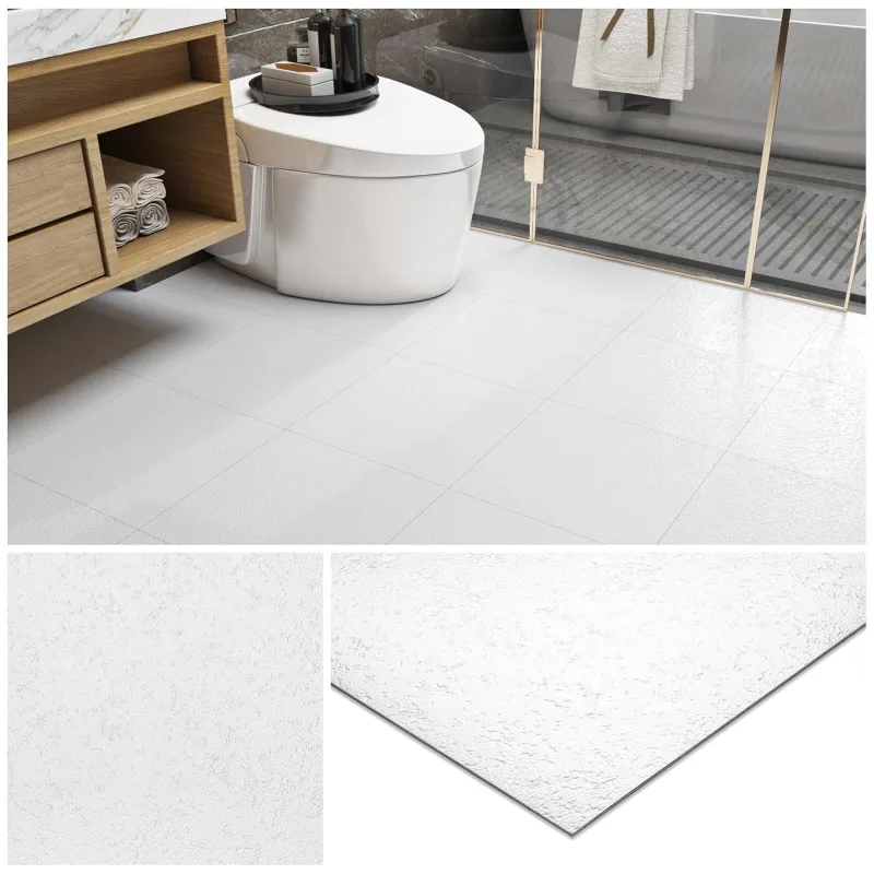 Livelynine Vinyl Floor White 30 x 30 cm Self-adhesive Vinyl Floor for Bathroom, Resistant Adhesive Tiles, Kitchen Floor, 16 Tiles, Waterproof, Adhesive Vinyl Floor, White, Living Room, Bedroom,