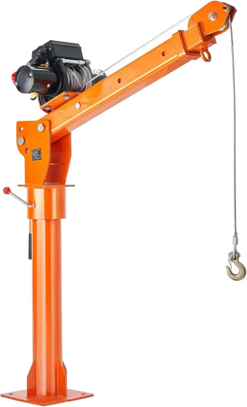 Montacargas eléctrico Grúa de horca de Cama Plegable giratoria de 360°, grúa eléctrica para camión con polipasto de 2200 Libras, con Torno eléctrico de 6000 Libras Polipasto Eléctrico(1100lbs)