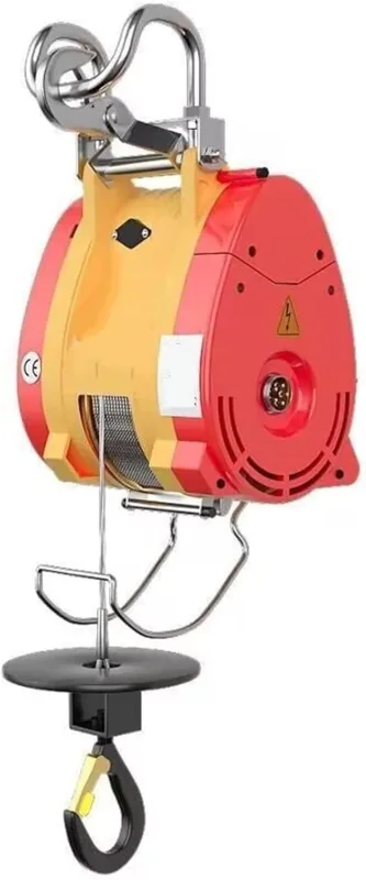 Montacargas eléctrico Polipasto de Cuerda eléctrico portátil, Capacidad de Carga de 300kg, Cable de 30M, Control Remoto, grúa pequeña con Doble Gancho Cabrestante Eléctrico(160kg 30m)