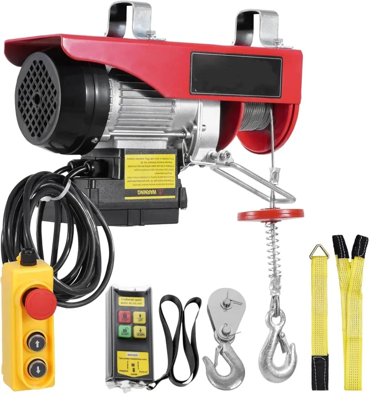 Polipasto Eléctrico Polipasto eléctrico inalámbrico de 440 Libras con eslingas Simples de 40 pies/Dobles de 20 pies. Elevador de Altura. Montacargas eléctrico