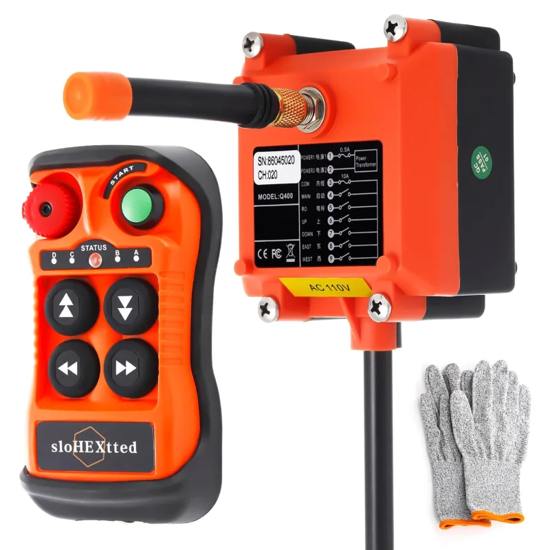 4 Channel Button Wireless Remote Control Crane 12V 24V Radio Transmitter and Receiver for Electric Chain Hoist Winch Bridge Crane Controller