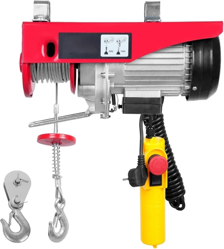 Polipasto Eléctrico Polipasto eléctrico de 600kg/1320lbs con Control Remoto por Cable, grúa de elevación, cabrestante para Barco, Coche y Garaje Montacargas eléctrico