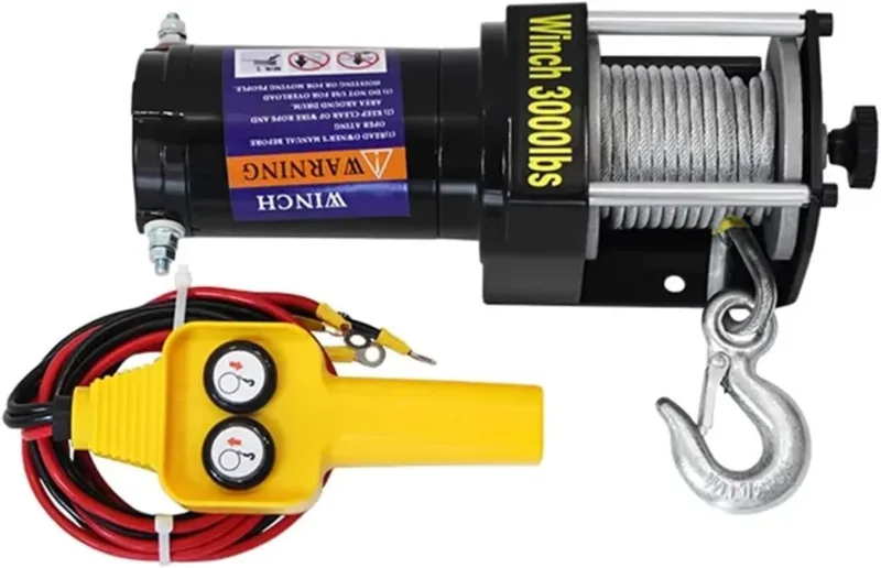 Polipasto Eléctrico Cabrestante eléctrico Extractor, cabrestante eléctrico de 12V/24V, cabrestante impermeabilizante Todoterreno, grúa montada en Coche Cabrestante Elevador(24V-2000LBS)