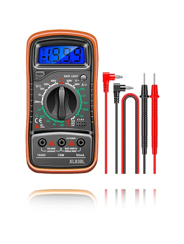 Multímetro Digital Profesional, Polimetro Digital con Pantalla Retroiluminada, Voltimetro Portátil y Resistente, Multifunción para Hogar y Taller, Manual en Español