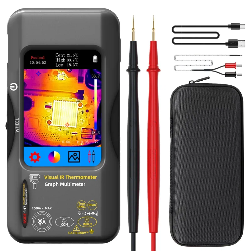 BSIDE SH7 Thermal Camera Multimeter 2 in 1 Touch Screen Digital Multimeter 20000 Counts TRMS & Thermographic Camera 320X320 IR Resolution for Leakage HVAC Automotive Industrial Electronics