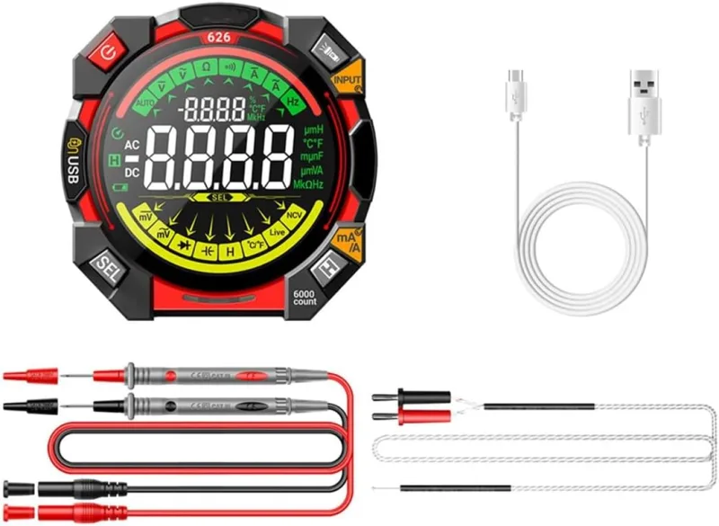 626 Digital Multimeter Rechargeable, Portable and Multifunctional Voltage Tester 600V Compact for Home and Professional Use