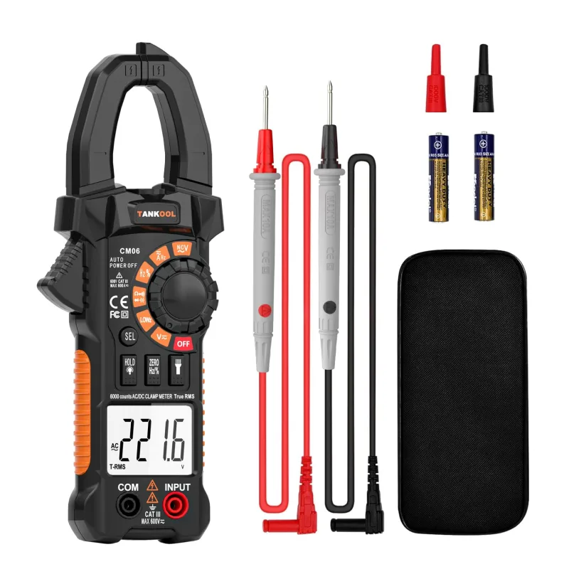 Clamp Meter 6000 Counts, NCV Digital Multimeter, Voltmeter, Tester for AC Current, AC/DC Voltage, Resistance, Frequency, Capacitance, Continuity, Test Diodes